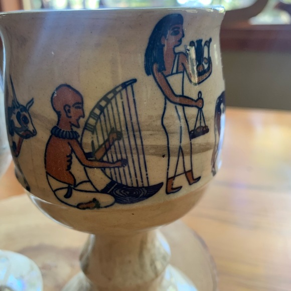 Stoneware Vintage Egyptian Revival Goblets Made in Japan circa 1970s - Picture 5 of 11